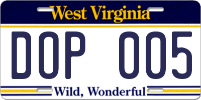 WV license plate DOP005