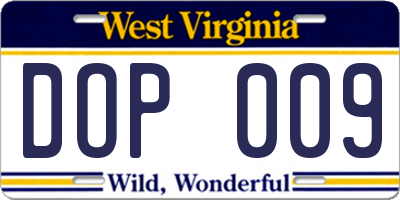 WV license plate DOP009