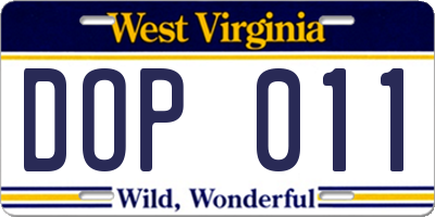 WV license plate DOP011