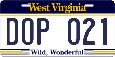 WV license plate DOP021