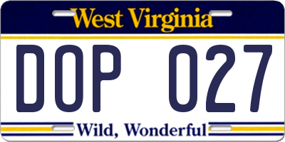 WV license plate DOP027