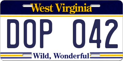 WV license plate DOP042