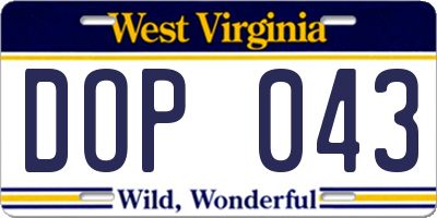 WV license plate DOP043