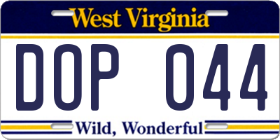 WV license plate DOP044