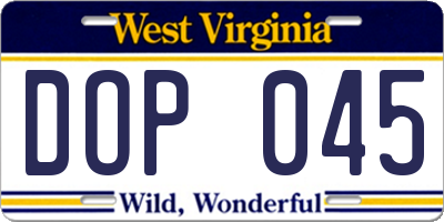 WV license plate DOP045
