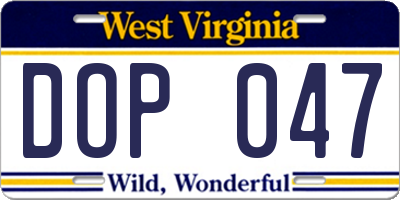WV license plate DOP047