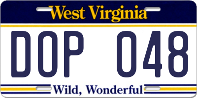 WV license plate DOP048