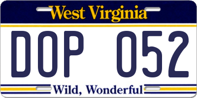 WV license plate DOP052