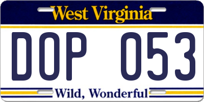 WV license plate DOP053