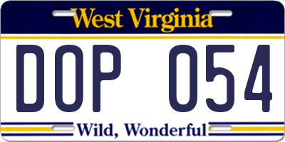 WV license plate DOP054