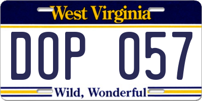 WV license plate DOP057