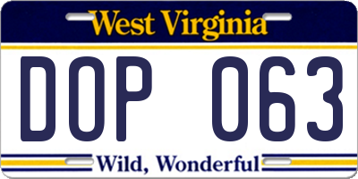 WV license plate DOP063