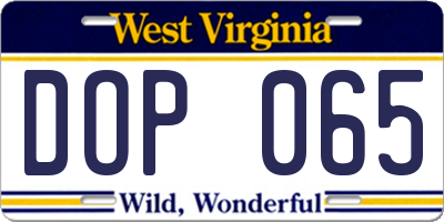 WV license plate DOP065