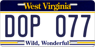 WV license plate DOP077