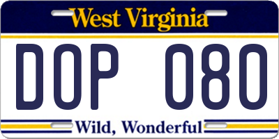 WV license plate DOP080