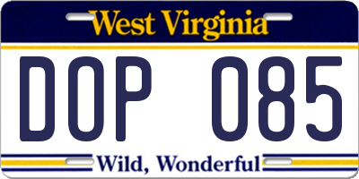 WV license plate DOP085
