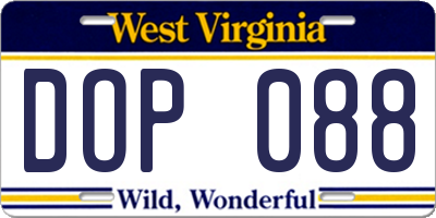 WV license plate DOP088