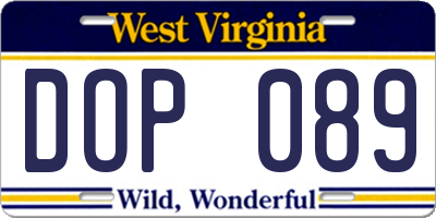WV license plate DOP089