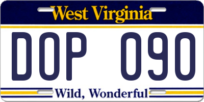WV license plate DOP090