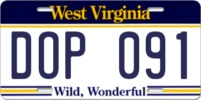 WV license plate DOP091