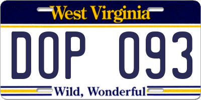 WV license plate DOP093