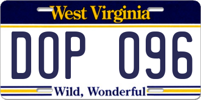 WV license plate DOP096