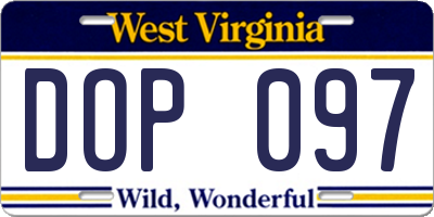 WV license plate DOP097