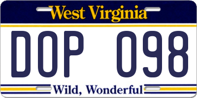 WV license plate DOP098
