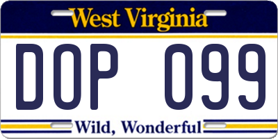 WV license plate DOP099