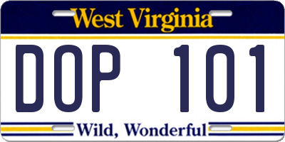 WV license plate DOP101