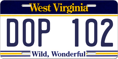 WV license plate DOP102