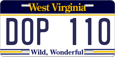 WV license plate DOP110
