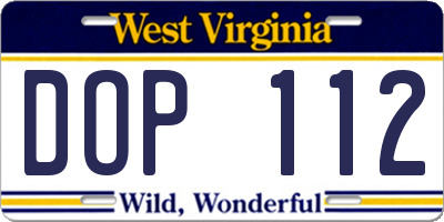 WV license plate DOP112