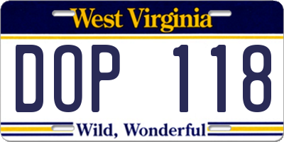 WV license plate DOP118