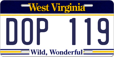 WV license plate DOP119