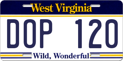 WV license plate DOP120