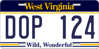WV license plate DOP124