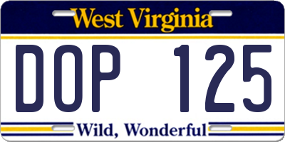 WV license plate DOP125
