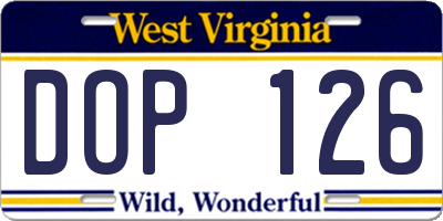 WV license plate DOP126