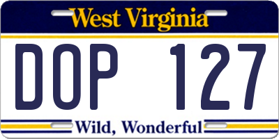 WV license plate DOP127