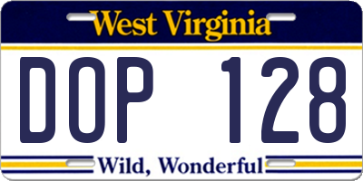 WV license plate DOP128