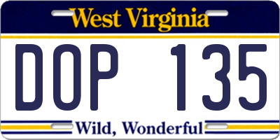 WV license plate DOP135