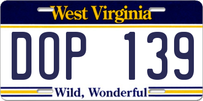 WV license plate DOP139