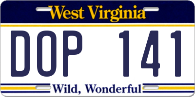 WV license plate DOP141