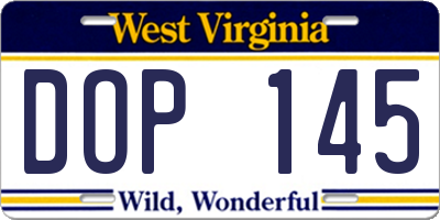 WV license plate DOP145