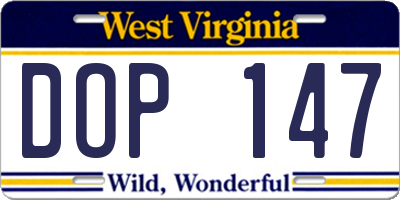 WV license plate DOP147
