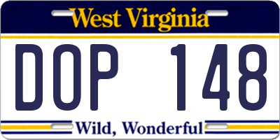 WV license plate DOP148