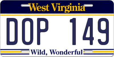 WV license plate DOP149