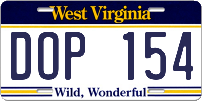 WV license plate DOP154