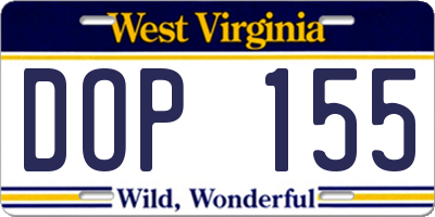 WV license plate DOP155